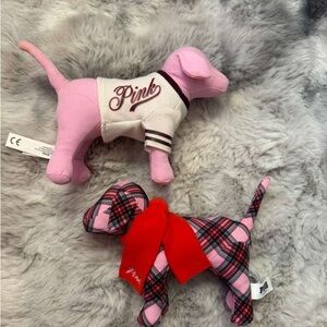 Pink Dog Plush Toy Set - Pink and Red